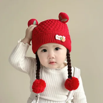 Осенне-зимние детские шапочки 0-16 м, милые защитные шапочки из оленьего рога для маленьких девочек, модная вязаная теплая шапочка