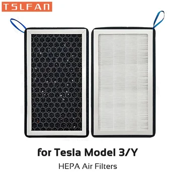 воздушные фильтры HEPA 2шт для Tesla Model 3 Y 2019-2021 2022, Воздухозаборник с активированным углем, Крышка впускного отверстия, Сменные Аксессуары