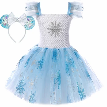 Костюм Снежной королевы Эльзы для девочек, Карнавал на Хэллоуин, косплей, платье принцессы для детского дня рождения, платье-пачка для детей, Vestidos Изображение 0