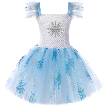 Костюм Снежной королевы Эльзы для девочек, Карнавал на Хэллоуин, косплей, платье принцессы для детского дня рождения, платье-пачка для детей, Vestidos Изображение 1