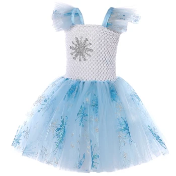 Костюм Снежной королевы Эльзы для девочек, Карнавал на Хэллоуин, косплей, платье принцессы для детского дня рождения, платье-пачка для детей, Vestidos Изображение 2