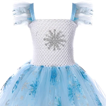 Костюм Снежной королевы Эльзы для девочек, Карнавал на Хэллоуин, косплей, платье принцессы для детского дня рождения, платье-пачка для детей, Vestidos Изображение 4
