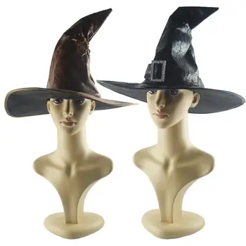 Забавный костюм для косплея для детей, головной убор для взрослых, Шляпа Ведьмы, Шляпа Волшебника на Хэллоуин, Искусственная кожа Изображение 0