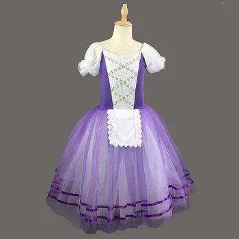 2022 Фиолетовая Новая Юбка Для балетных Танцев Для девочек, Детский Профессиональный Балетный Костюм, Юбка-пачка для выступлений, женское длинное платье-пачка