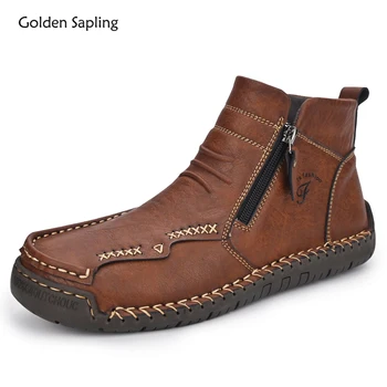 Мужские ботинки Golden Sapling в стиле ретро, обувь из мягкой кожи, удобная обувь на платформе, повседневная рабочая обувь на плоской подошве для отдыха и вечеринок для мужчин