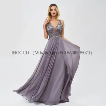 Vestidos De Gala V Neck Long Prom Dresses 2023 выпускное платье Vintage Chiffon Evening Dress New