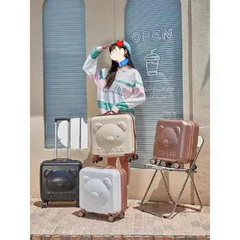 Багаж на колесиках Легкий детский чемодан на колесиках 20-дюймовый мультяшный чемодан Маленькая женская тележка-интернат Изображение 0