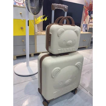 Багаж на колесиках Легкий детский чемодан на колесиках 20-дюймовый мультяшный чемодан Маленькая женская тележка-интернат Изображение 1