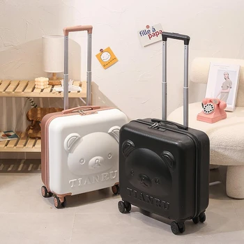 Багаж на колесиках Легкий детский чемодан на колесиках 20-дюймовый мультяшный чемодан Маленькая женская тележка-интернат Изображение 4
