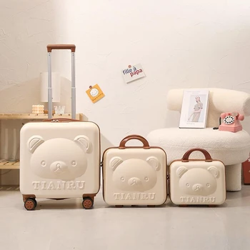 Багаж на колесиках Легкий детский чемодан на колесиках 20-дюймовый мультяшный чемодан Маленькая женская тележка-интернат Изображение 5