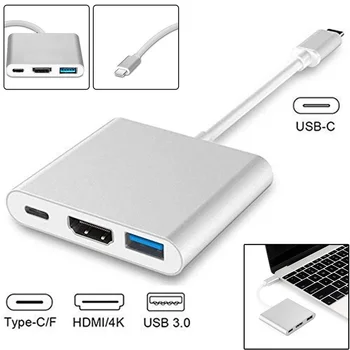 Тип C USB 3.1 Мужской к 4K HDMI-совместимый USB 3.0 Женский Цифровой AV-Адаптер 3в1 Зарядный Кабель Для Macbook Samsung Android