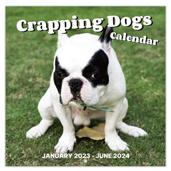 1 ШТ Настенный календарь на 2024 год-Календарь на 2024 год 12 ежемесячных какающих собак Календарь на 2024 год Забавные подарки с кляпами Изображение 0