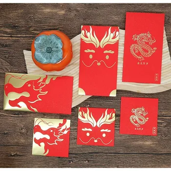 60 Шт. Китайских новогодних красных конвертов Весенний фестиваль Счастливых денежных пакетов на Год Дракона 2024 Изображение 1