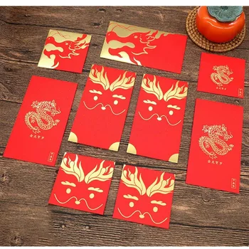 60 Шт. Китайских новогодних красных конвертов Весенний фестиваль Счастливых денежных пакетов на Год Дракона 2024 Изображение 3