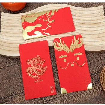 60 Шт. Китайских новогодних красных конвертов Весенний фестиваль Счастливых денежных пакетов на Год Дракона 2024 Изображение 5