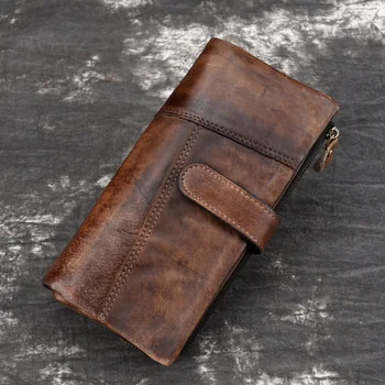 Мужской кошелек-клатч, кожаный кошелек для мужчин, длинный кошелек для телефона на молнии, держатель для карт, Двойной кошелек для монет