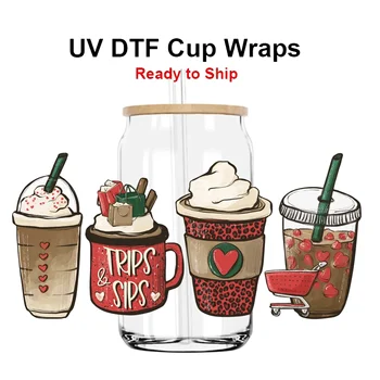 3D наклейки для переноса УФ DTF, Оптовые этикетки для упаковки чашек, Мультяшные наклейки для упаковки чашек, Водонепроницаемая упаковка для печати Изображение 1