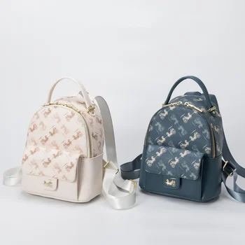 Рюкзак со средним клапаном из воловьей кожи, ПВХ, мини-рюкзак для женщин, маленький рюкзак-сумочка, милый рюкзак для девочек, дизайнерский Изображение 0