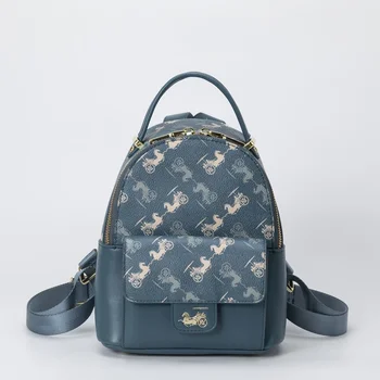 Рюкзак со средним клапаном из воловьей кожи, ПВХ, мини-рюкзак для женщин, маленький рюкзак-сумочка, милый рюкзак для девочек, дизайнерский Изображение 1