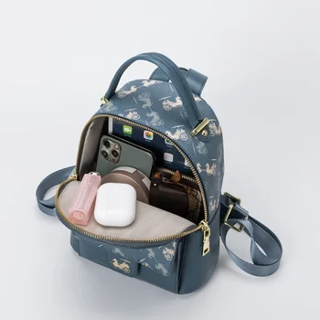 Рюкзак со средним клапаном из воловьей кожи, ПВХ, мини-рюкзак для женщин, маленький рюкзак-сумочка, милый рюкзак для девочек, дизайнерский Изображение 3