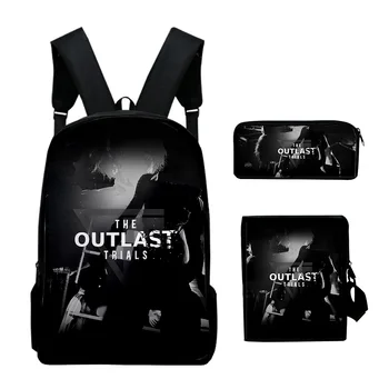 The Outlast Trials 2023, Новый рюкзак, комплекты из 3 предметов, сумки через плечо, рюкзак унисекс, сумка на молнии, Уникальная сумка-карандаш Изображение 0