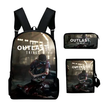 The Outlast Trials 2023, Новый рюкзак, комплекты из 3 предметов, сумки через плечо, рюкзак унисекс, сумка на молнии, Уникальная сумка-карандаш Изображение 1
