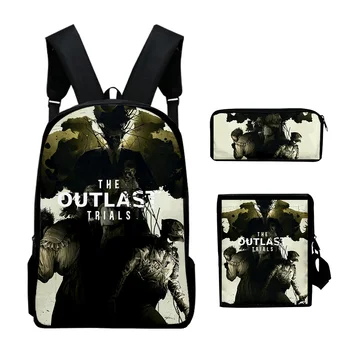 The Outlast Trials 2023, Новый рюкзак, комплекты из 3 предметов, сумки через плечо, рюкзак унисекс, сумка на молнии, Уникальная сумка-карандаш Изображение 2