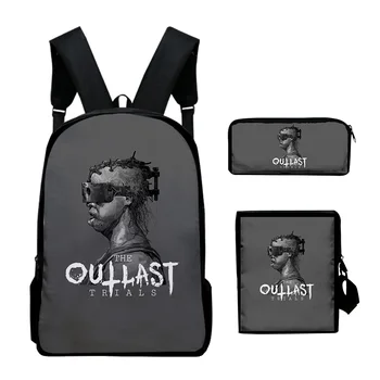 The Outlast Trials 2023, Новый рюкзак, комплекты из 3 предметов, сумки через плечо, рюкзак унисекс, сумка на молнии, Уникальная сумка-карандаш Изображение 5