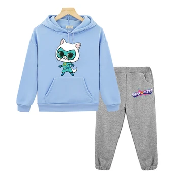 Комплект толстовки SuperKitties Флисовая толстовка с капюшоном в стиле аниме одежда для мальчиков и девочек y2k детская бутик-одежда Пуловер Детская одежда Изображение 0