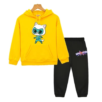 Комплект толстовки SuperKitties Флисовая толстовка с капюшоном в стиле аниме одежда для мальчиков и девочек y2k детская бутик-одежда Пуловер Детская одежда Изображение 1