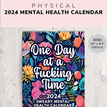 2X Забавный Календарь Для Психического Здоровья На 2024 год, Клянусь Вдохновляющим Календарем На 2024 год, Цветочный Календарь, Вдохновляющий Календарь Изображение 0