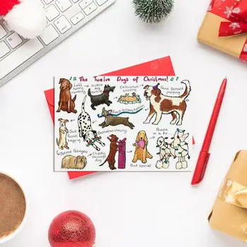 Рождественские открытки для собак, Милые Поздравительные Открытки с животными На Рождество, Поздравительные принадлежности с изображением животных для семьи, любителей собак и Изображение 3