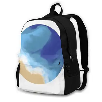 Pacific Serenity Рюкзак с 3D принтом, повседневная сумка, Океанская вода, Багамский песок, Синее море Изображение 0
