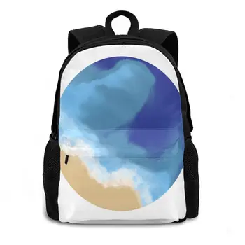 Pacific Serenity Рюкзак с 3D принтом, повседневная сумка, Океанская вода, Багамский песок, Синее море Изображение 1