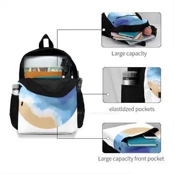 Pacific Serenity Рюкзак с 3D принтом, повседневная сумка, Океанская вода, Багамский песок, Синее море Изображение 3