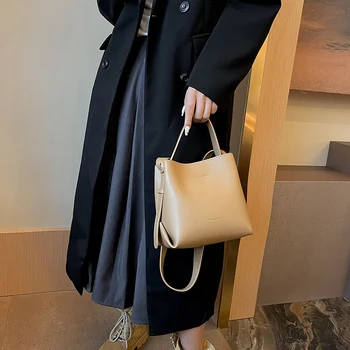 Женская сумка, простая модная сумка через плечо, высококачественная роскошная сумка-мессенджер из искусственной кожи, ведро для женщин, бренд Crossbody Изображение 1