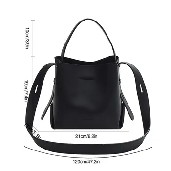 Женская сумка, простая модная сумка через плечо, высококачественная роскошная сумка-мессенджер из искусственной кожи, ведро для женщин, бренд Crossbody Изображение 3