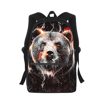свирепый Медведь, мужской Женский рюкзак с 3D принтом, модная студенческая школьная сумка, рюкзак для ноутбука, Детская дорожная сумка через плечо Изображение 1