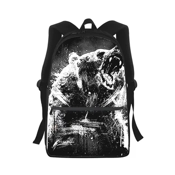 свирепый Медведь, мужской Женский рюкзак с 3D принтом, модная студенческая школьная сумка, рюкзак для ноутбука, Детская дорожная сумка через плечо Изображение 5