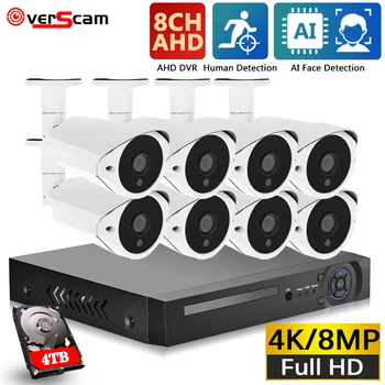 Devoccvo 8MP Комплект Видеонаблюдения 4K HD DVR Система Видеонаблюдения Для Домашней Безопасности 8.0MP Наружная AHD Камера Комплект Видеонаблюдения P2P