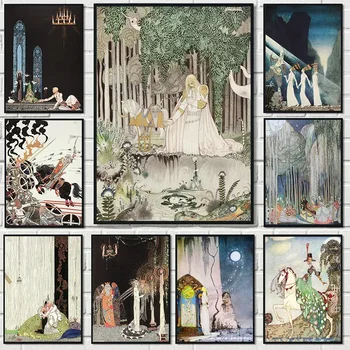 Винтажный плакат с иллюстрациями Кей Нильсен, фэнтези, сказочный персонаж, художественные принты, картина на холсте, настенные панно, домашний декор для комнаты