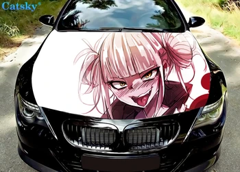 Автомобильные коврики My Hero Academia Toga Himiko, Наклейка со львом на капот автомобиля, виниловая наклейка на капот, полноцветная графическая наклейка Изображение 0