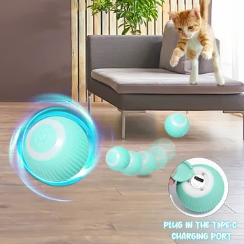 Умные игрушки для кошек Электрический мяч для кошек, автоматически катающийся мяч, интерактивные игрушки для кошек, обучающие самодвижущиеся игрушки для котенка для игры в помещении