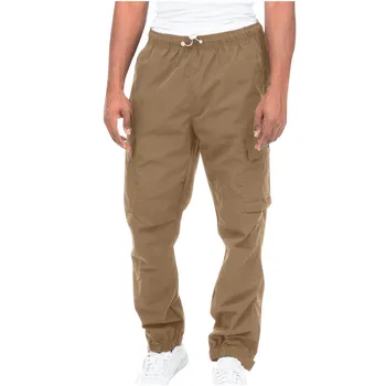 Мужские брюки-карго Летние Рабочие брюки С эластичной талией, Свободные повседневные брюки с несколькими карманами, брюки для занятий спортом на открытом воздухе