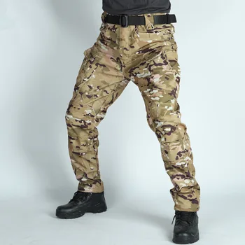 Осенне-зимние мужские флисовые тактические брюки, зимние военные брюки из мягкой кожи акулы, уличные мужские теплые водонепроницаемые брюки Изображение 2