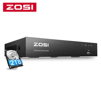 Сетевой регистратор видеонаблюдения ZOSI 4K Urtra HD PoE NVR 8CH Expand 16CH H.265 + работает только с камерами PoE ZOSI 8MP 5MP 4MP