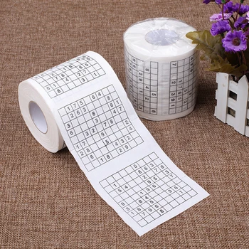 Интересная ткань для печати судоку, креативная идея, Мягкая древесно-целлюлозная вата, бумага для пазлов, ткань для ванной комнаты, 1 рулон, 2 слоя