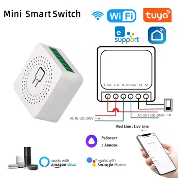 Новый Wifi/ZigBee Mini Smart Switch 16A DIY Выключатели Света 2-Полосный Беспроводной Умный Дом с Tuya Smart Life Alexa Alice Google