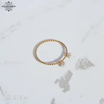 Подарки LESIEM 18KGP Позолоченный размер 6 7 8 Богиня обручальное кольцо Из Жареного Теста Скручивает Тонкое Кольцо С Двойным Цирконом кольцо мужчины Оптом