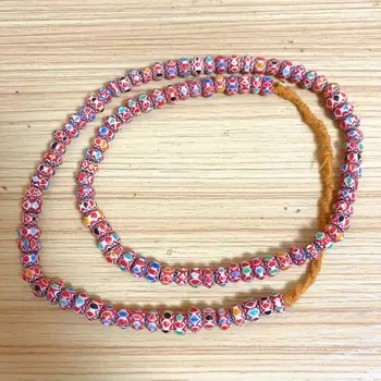 BD252 Непал Ручной работы, яркие радужные стеклянные бусины, нитка 5 мм *8 мм, Тибетское ожерелье из разноцветных бусин
